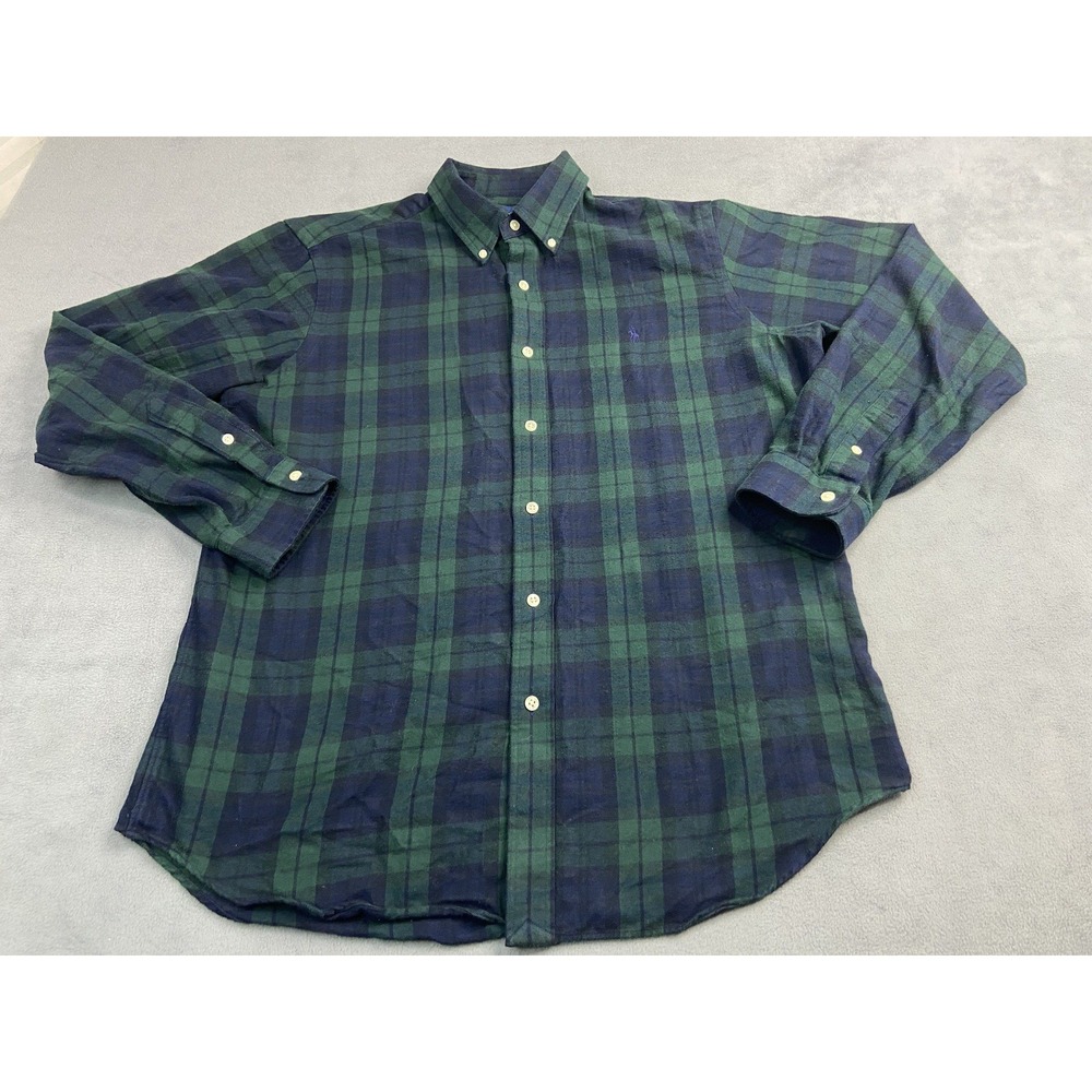Ralph Lauren Shirt‎ Mens Large Blackwatch Plaid Flannel Preppy Hoilday Classic